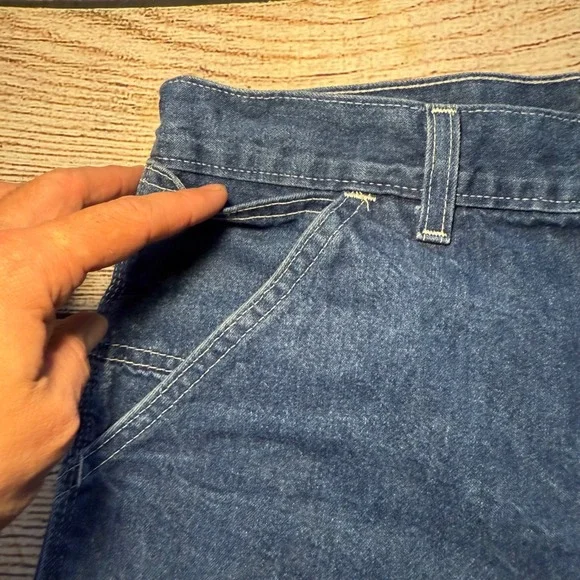 Vtg Carhartt USA Made Baggy Jeans Dungaree Fit Denim Mens 31x33 Carpenter‎ 90s - Picture 7 of 13